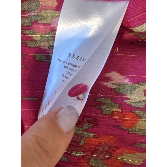 NWOT Sezane Jasmine Size 2 34 Blouse Helena Fuchsia Pink Floral Top New - Picture 11 of 12